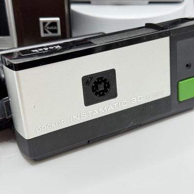 LOT 75D: Vintage Kodak Instamatic Film Cameras: 300, X-15F & Pocket 30 w/ Strobe A Electronic Flash