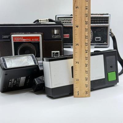 LOT 75D: Vintage Kodak Instamatic Film Cameras: 300, X-15F & Pocket 30 w/ Strobe A Electronic Flash