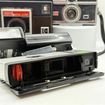 LOT 75D: Vintage Kodak Instamatic Film Cameras: 300, X-15F & Pocket 30 w/ Strobe A Electronic Flash