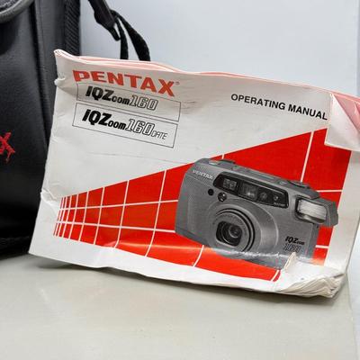 LOT 76D: Vintage Pentax IQZ 160 35mm Film Camera w/ Branded Case & Master Photography Book