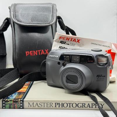 LOT 76D: Vintage Pentax IQZ 160 35mm Film Camera w/ Branded Case & Master Photography Book