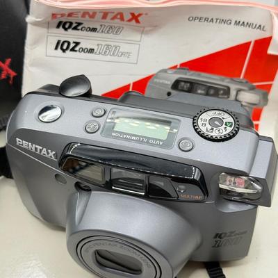 LOT 76D: Vintage Pentax IQZ 160 35mm Film Camera w/ Branded Case & Master Photography Book