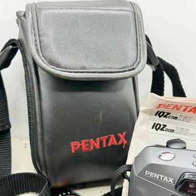 LOT 76D: Vintage Pentax IQZ 160 35mm Film Camera w/ Branded Case & Master Photography Book