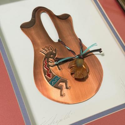 LOT 77D: Indigenous Copper Artwork: Framed Wedding Vase 3D Piece by Oberkirsch Designs