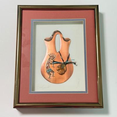 LOT 77D: Indigenous Copper Artwork: Framed Wedding Vase 3D Piece by Oberkirsch Designs