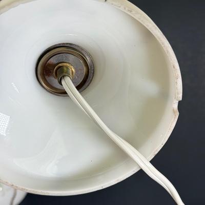 LOT 78L: Pair of Vintage Hand Painted Floral Milk Glass Electric Lamps