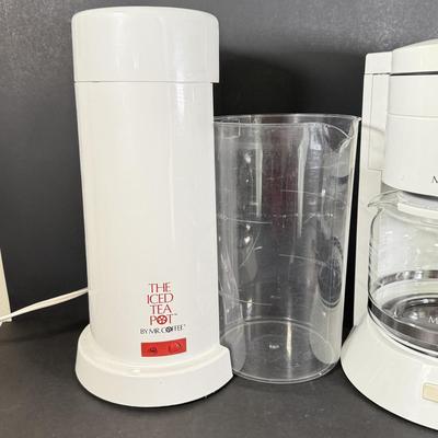 LOT 79K: Corning Stove Top Coffee Pot, Mr. Coffee Coffee Maker & Iced Tea Pot