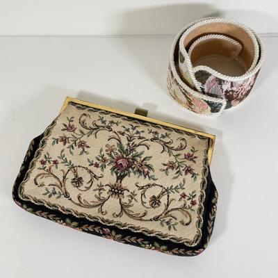 LOT 184L: Vintage Western Germany Tapestry Clutch & Velcro Belt