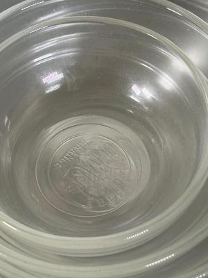 LOT 190K: Baking Collection: Durand Nesting Glass Mixing Bowls, Cookie Sheets & More