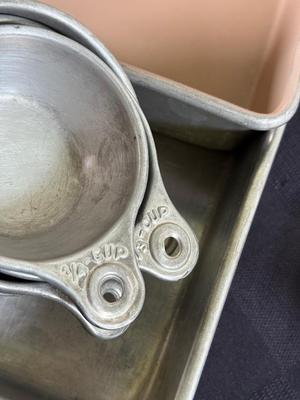 LOT 190K: Baking Collection: Durand Nesting Glass Mixing Bowls, Cookie Sheets & More