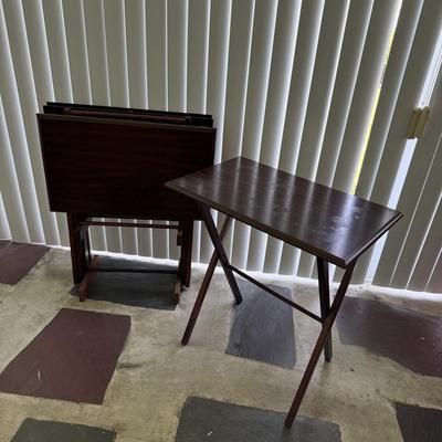 LOT 195P: Wooden TV Tray Table Set