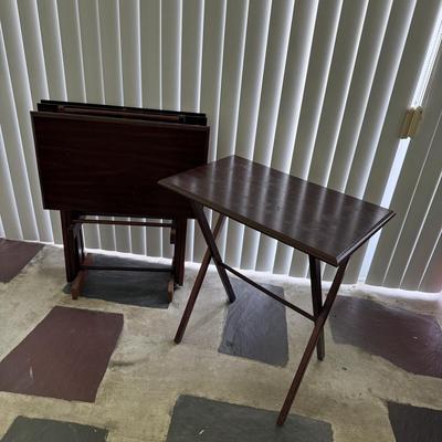 LOT 195P: Wooden TV Tray Table Set
