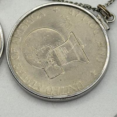 LOT 213J: Two US Bicentennial One Dollar (USD) Coin Pendants on 26” Chain
