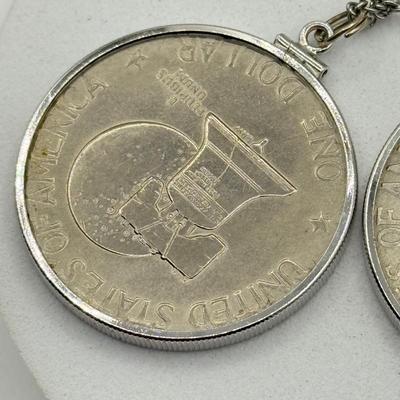 LOT 213J: Two US Bicentennial One Dollar (USD) Coin Pendants on 26” Chain