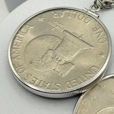 LOT 214J: Bicentennial Coin Pendant Necklaces on 26” & 30” Chains