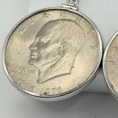 LOT 214J: Bicentennial Coin Pendant Necklaces on 26” & 30” Chains