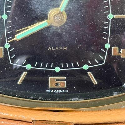 LOT 233D: Vintage Clocks: Elgin Leather Case Pocket Clock made in Western Germany & General Electric Clocks Models 7391-4 & 7309