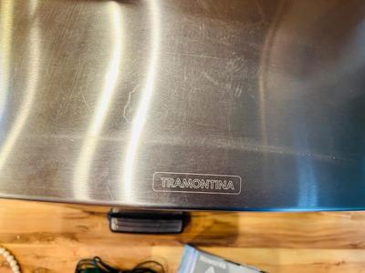 TRAMONTINA STAINLESS STEEL TRASH CASH, ROWENTA POWER GLIDE 2 IRON AND EXTENSION CORD