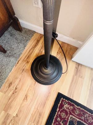 62” TALL BEAUTIFUL FLOOR LAMP WITH FROSTED GLASS AND BEADED SHADE