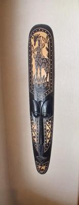 Hand-Carved Indonesian Tribal Mask Wall Art – Giraffe Motif