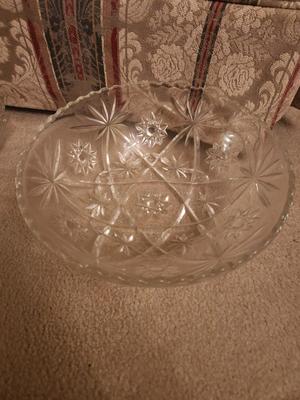 Large Glass Bowl w/ Star Pattern
