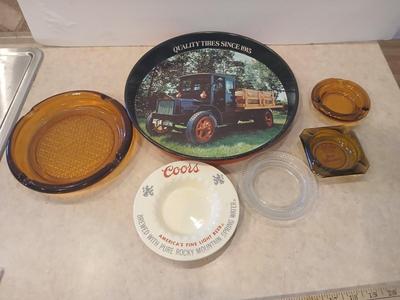 Vintage Ashtrays & Advertising Dish Lot – 7 Pieces