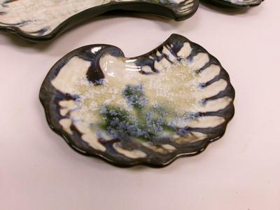 Signed Edgecomb Pottery Shell Plate Crystalline Glaze / Maine Pottery Serving Plates