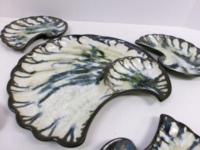 Signed Edgecomb Pottery Shell Plate Crystalline Glaze / Maine Pottery Serving Plates