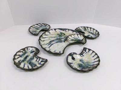 Signed Edgecomb Pottery Shell Plate Crystalline Glaze / Maine Pottery Serving Plates