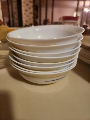 White, Yellow, and Blue Bowl Set