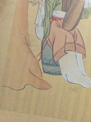 Signed Silk Fabric Painting Chinese Woman Chinese Landscape