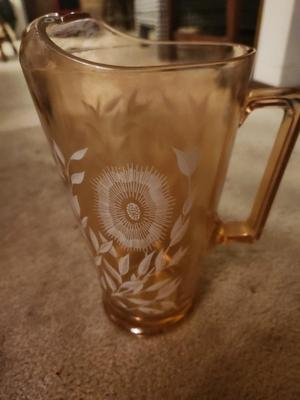 Brown and White Flower Pitcher