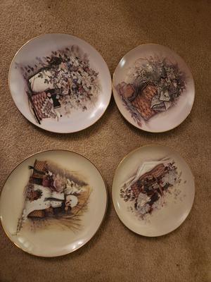 Gold Rimmed Pat Richter Decorative Plates