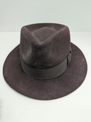 The Cockpit Designer Collection Size Large Made In USA Brown Wool Fedora Hat & Belt