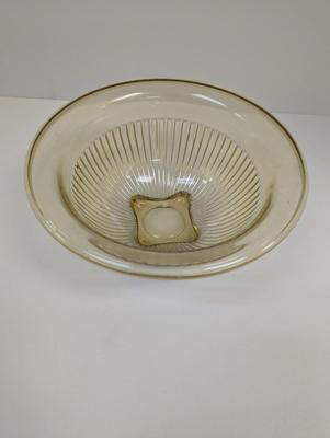 Vintage Federal Glass "Golden Glow" Amber Ribbed Mixing Bowl 9 3/4”