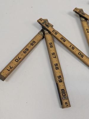 Vintage Lufkin Extension Rule Red End Folding Ruler Imperial 72" Wood USA