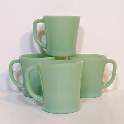 LOT 208: Fire King Jadeite Coffee Mugs and Chili Bowls