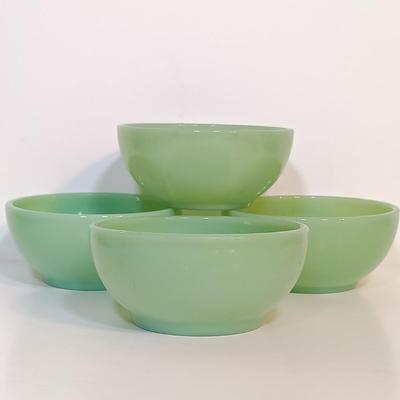 LOT 208: Fire King Jadeite Coffee Mugs and Chili Bowls