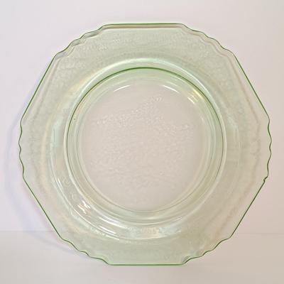 LOT 209: Uranium Glass Serving Platters (2) and Four Plates