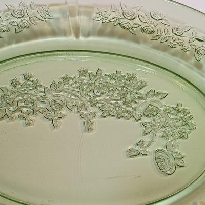 LOT 209: Uranium Glass Serving Platters (2) and Four Plates