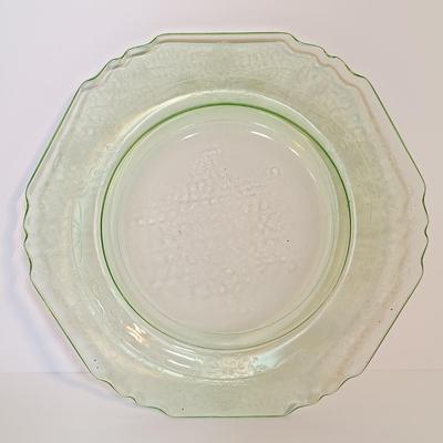 LOT 209: Uranium Glass Serving Platters (2) and Four Plates