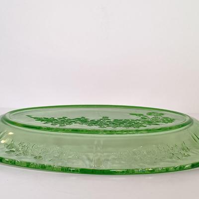 LOT 209: Uranium Glass Serving Platters (2) and Four Plates