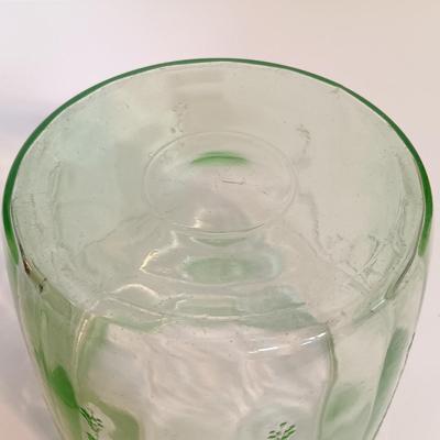 LOT 213: Uranium Glass Biscuit Jar, Ballerina Footed Divided Serving Dish & Cameo Printed Relish Tray