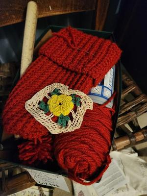 Shoebox of Yarn and Unfinished Projects