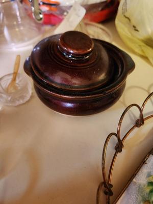 Brown and Beige Sugar Pot