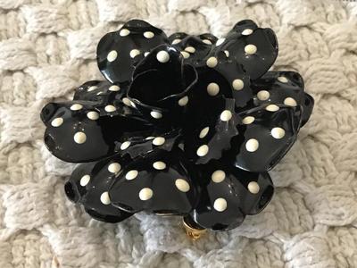 Joan Rivers Black Poka dot Brooch