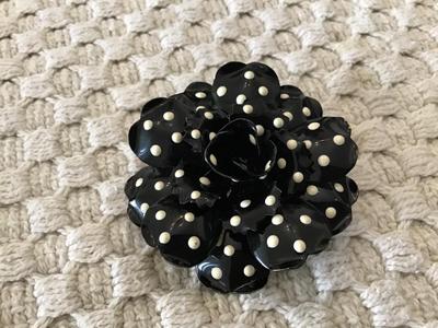 Joan Rivers Black Poka dot Brooch
