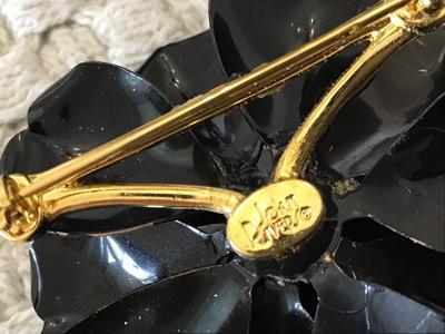 Joan Rivers Black Poka dot Brooch