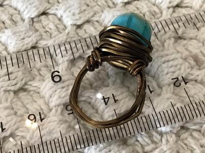Handcrafted Glass Copper Ring Size 6
