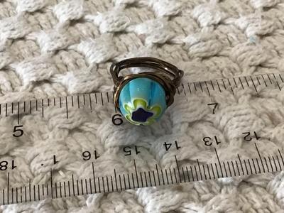 Handcrafted Glass Copper Ring Size 6